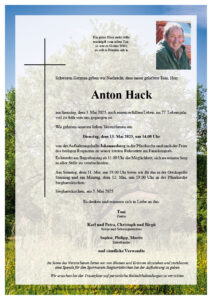 Anton Hack - Bestattung Geiger